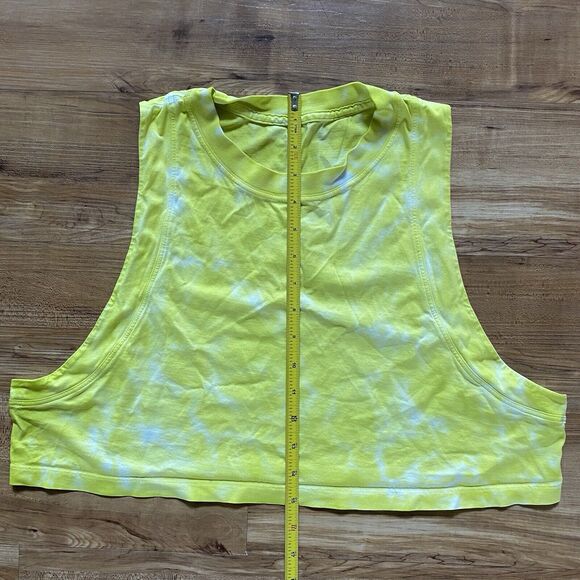 LULULEMON 10 All Yours Cropped Workout Top Pima Cotton Tie Dye Tank Neon Yellow - Picture 9 of 12